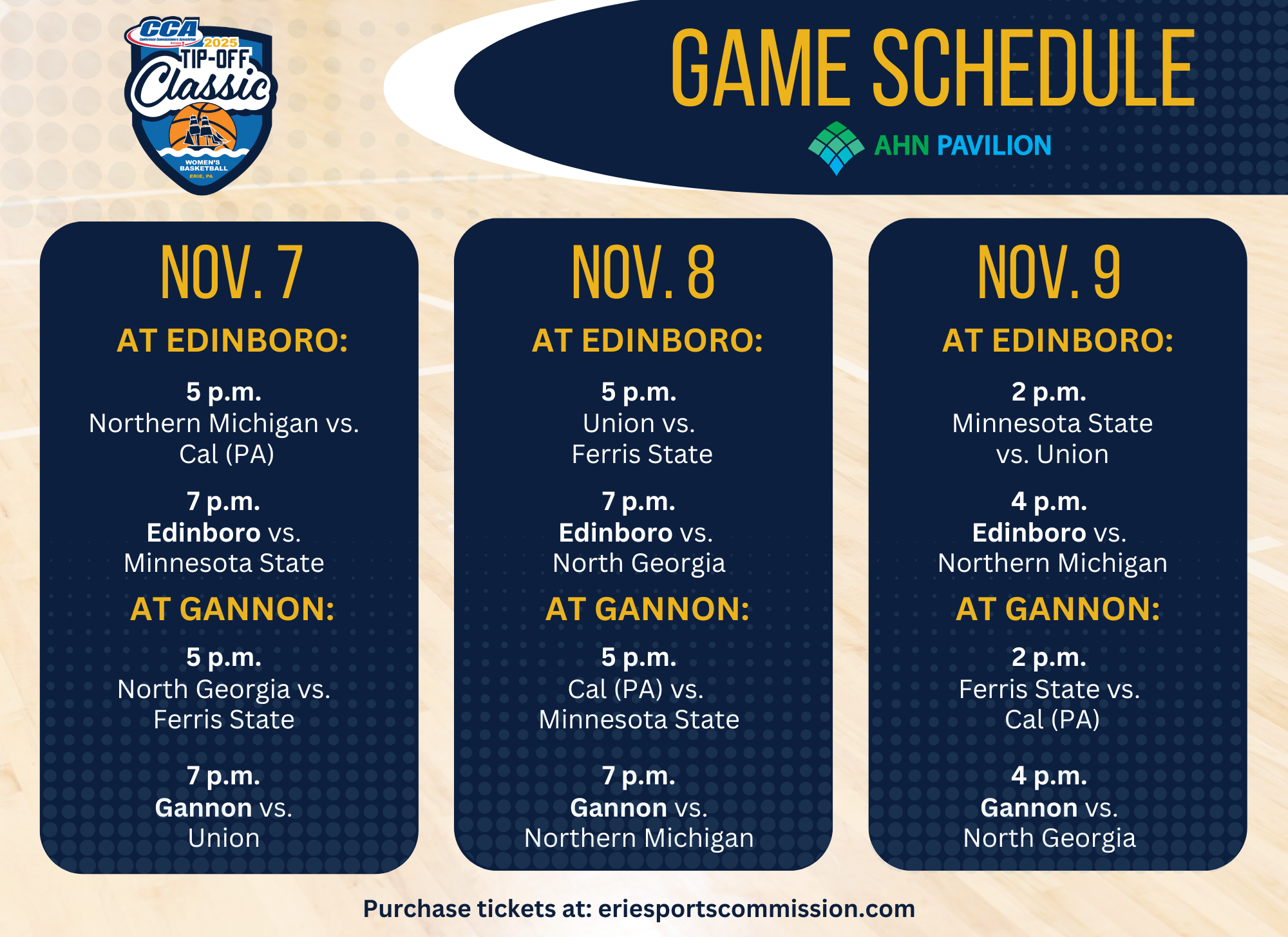 GAME SCHEDULE 27