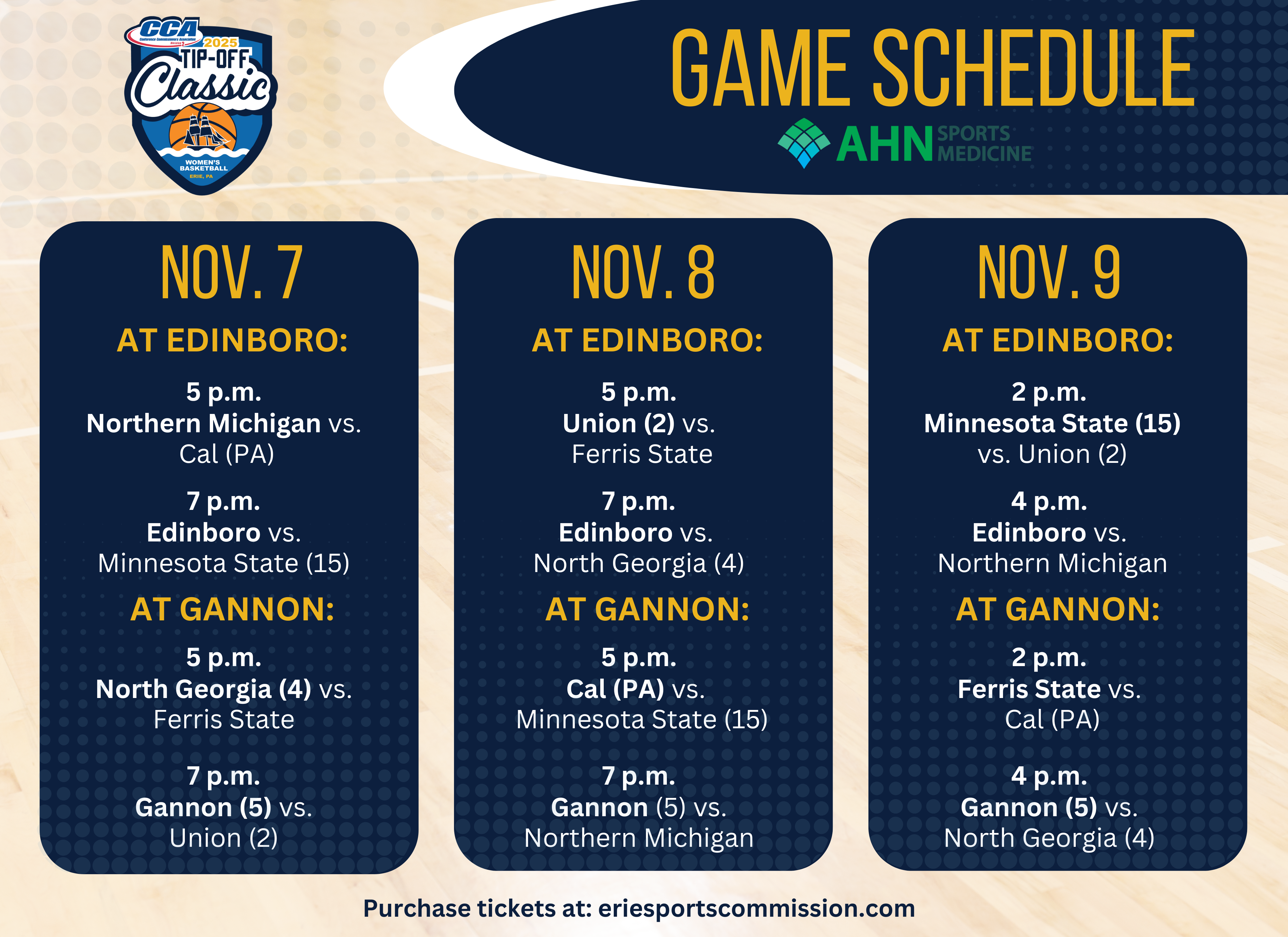 GAME SCHEDULE 30